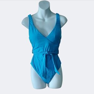 NWT mynah Blue Cloisonne Belted Medium Coverage One Piece Swimsuit Size Medium